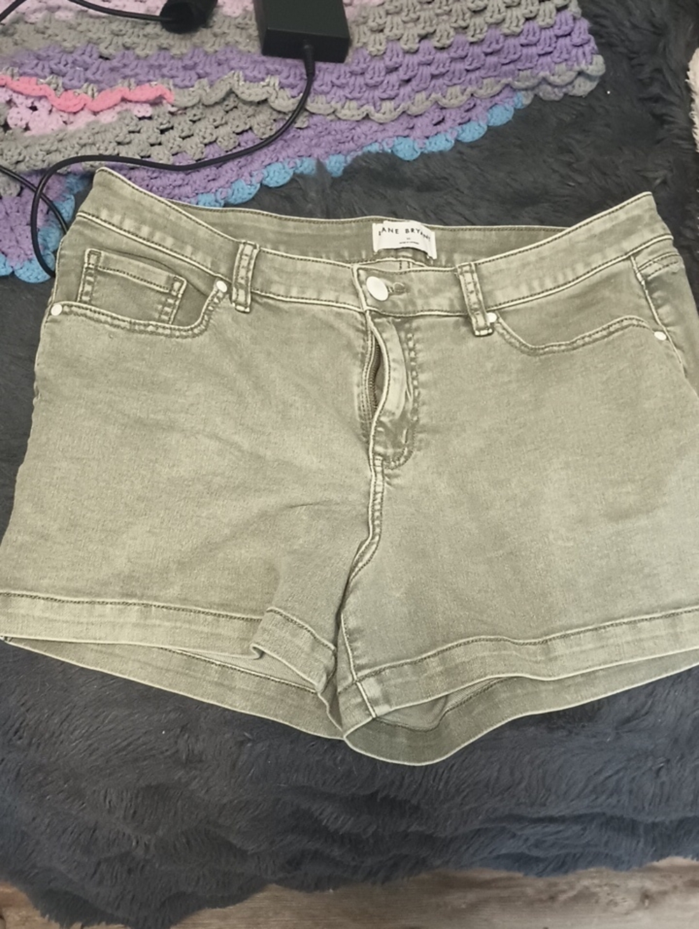 Lane Bryant Olive Green Denim Jean Shorts
